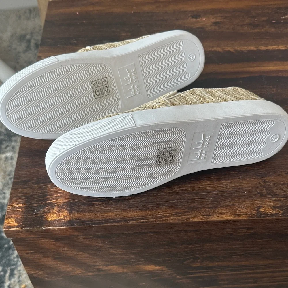 Nicole Miller Cream Braided Espadrille Slip-On Sneakers